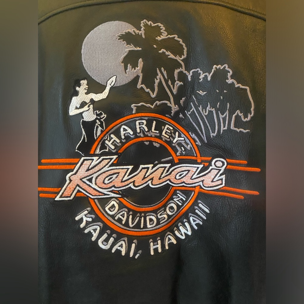 Harley Davidson Mens 3XL Leather Bomber Style Jacket Hawaii
